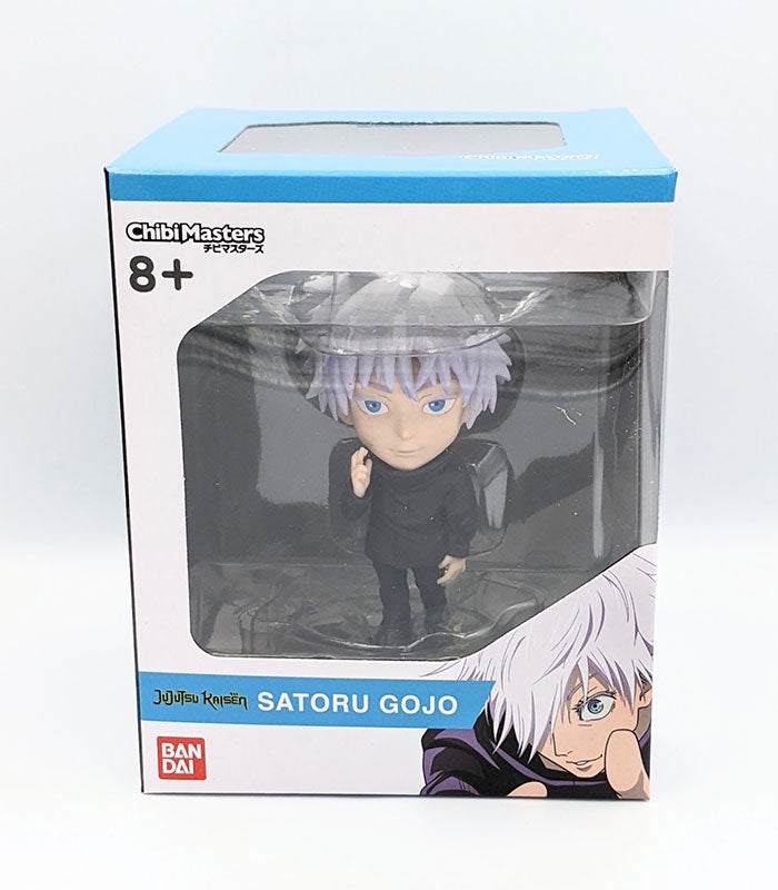 Chibi Masters Jujutsu Kaisen Satoru Gojo anime figure in display box.