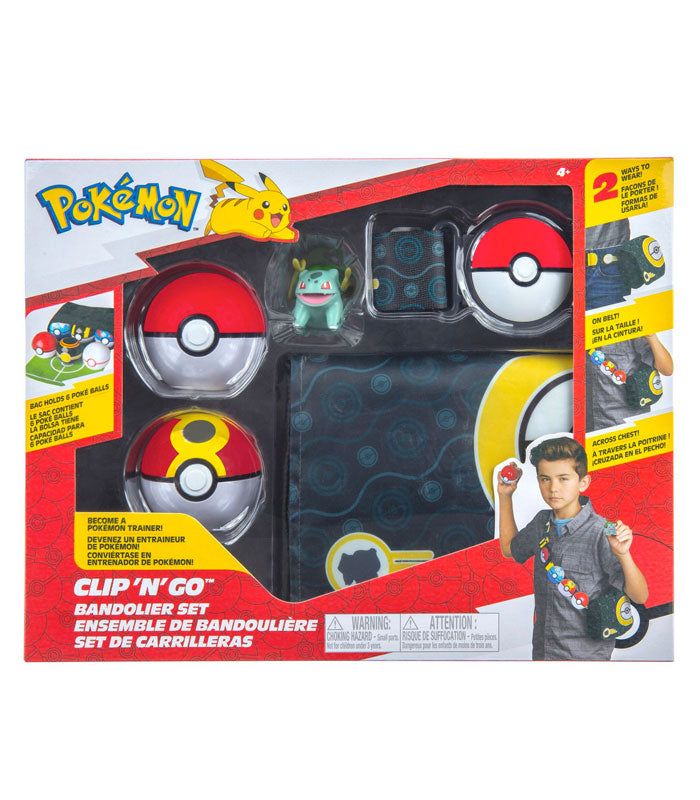 Pokemon Clip 'N' Go Bandolier Set with Bulbasaur and Poke Balls.