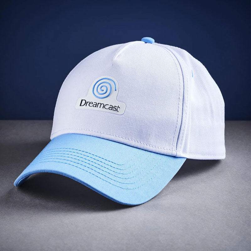 Official SEGA Dreamcast Snapback with embroidered logo on a black adjustable hat.