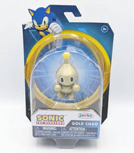 Load image into Gallery viewer, Gold Chao Mini Figure in packaging for Sonic toys, 2.5-inch collectible, suitable for ages 3 and up.