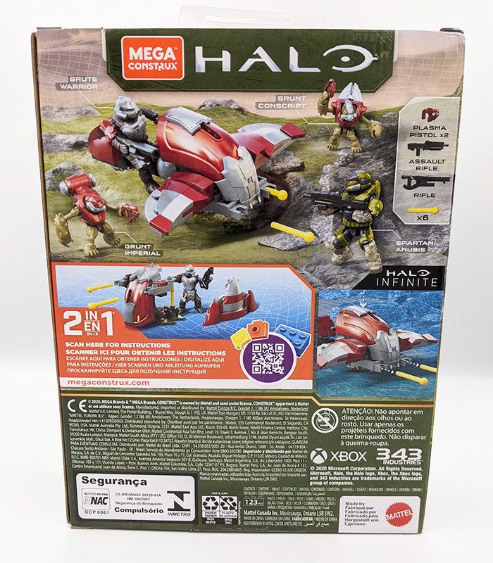 Halo Infinite Mega Construx Hijacked Ghost set with battle scene and vehicle building options.