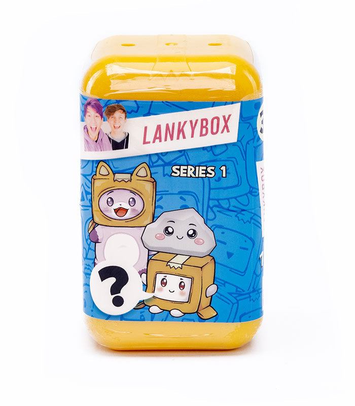 LankyBox Mystery Squishy Series 1 packaging with characters Foxy, Ghosty, and Thicc Shark.