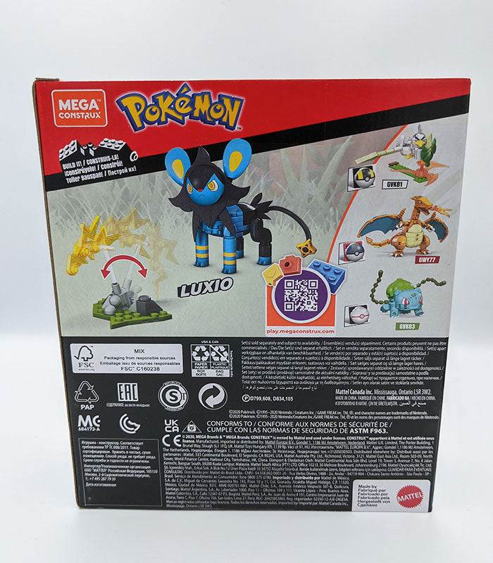 Pokemon Mega Construx Luxio Power Pack box showing Luxio figure and accessories.