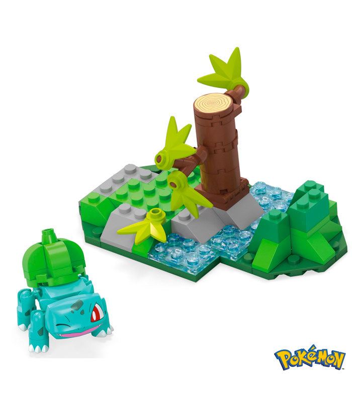 MEGA Pokemon Bulbasaur Forest Fun Construction Set with Bulbasaur and forest pieces.