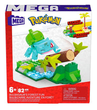 Load image into Gallery viewer, MEGA Pokemon Bulbasaur Forest Fun Construction Set with 82 pieces.