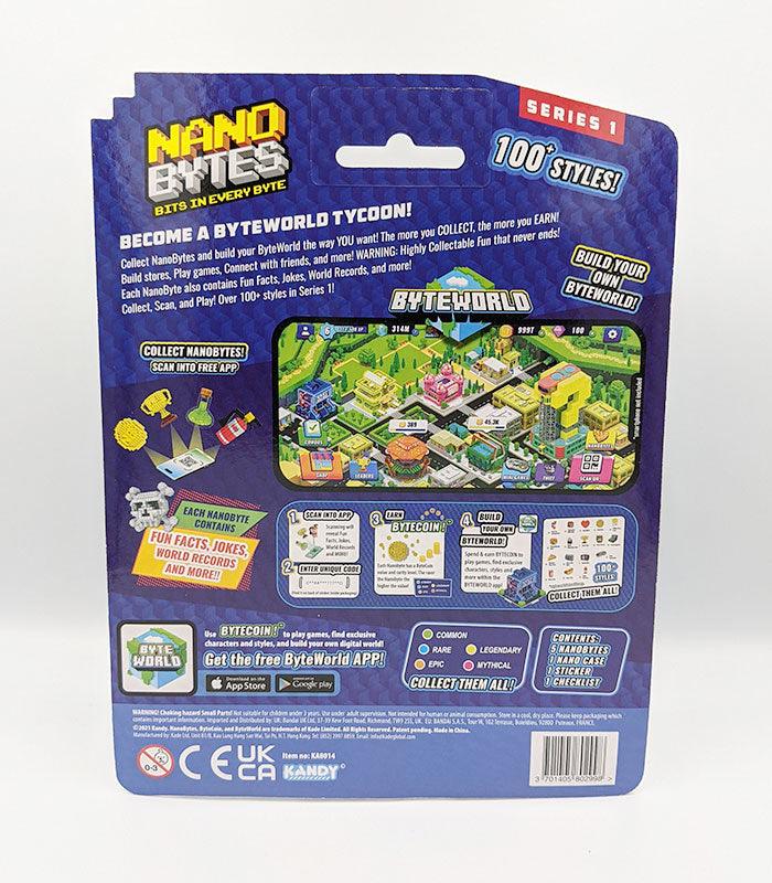 Nanobytes 5 Pack Blue Drink Set packaging with Byte World digital game feature.