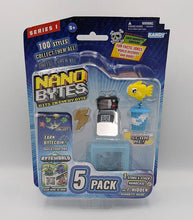 Load image into Gallery viewer, Nanobytes 5 Pack - Blue Drink Set packaging with collectible items and QR scan feature.