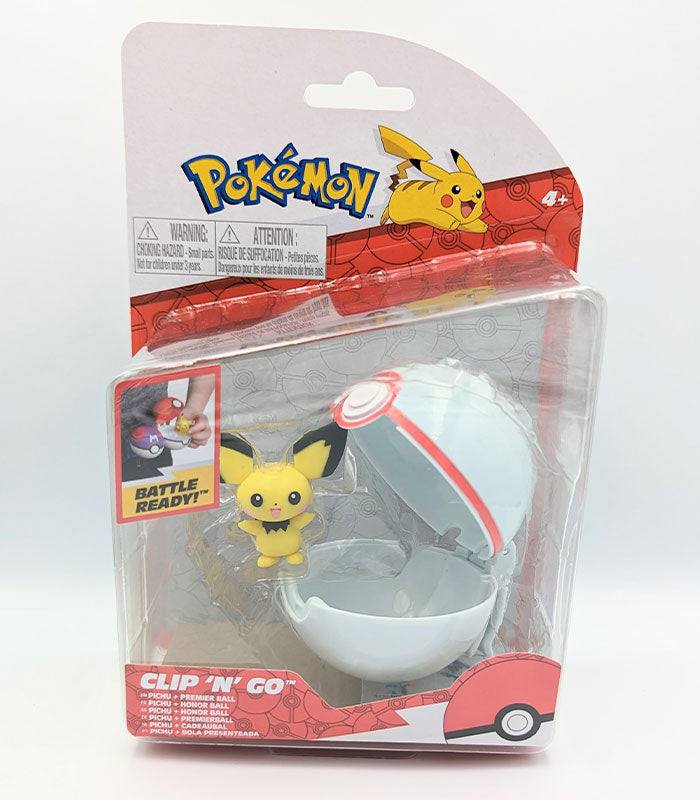 Pokemon Clip 'N' Go Pichu figure set with Premier Ball in packaging.