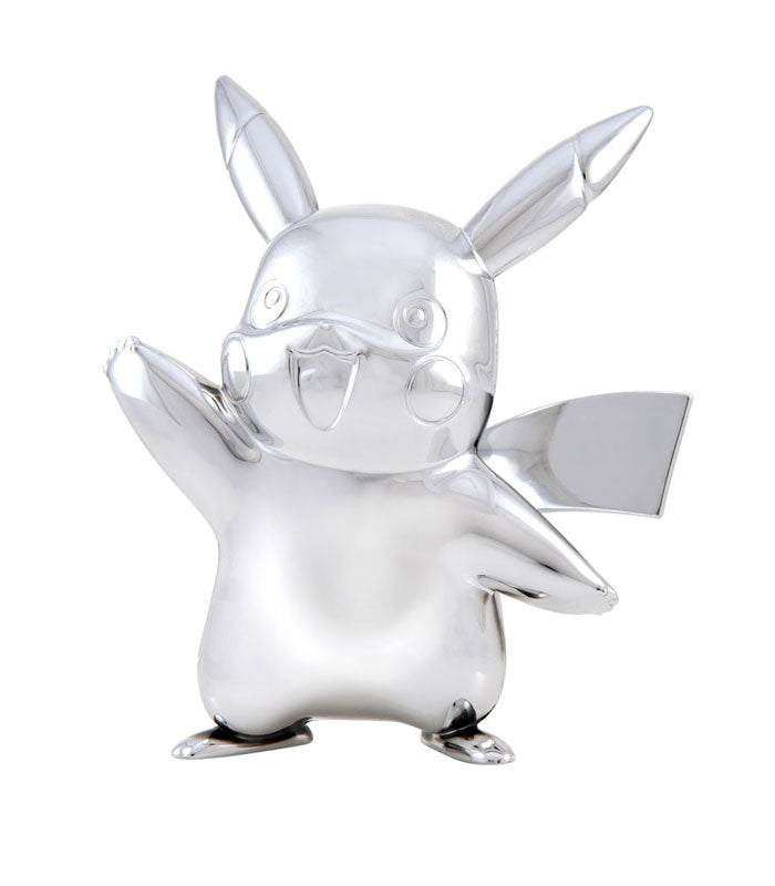 Pikachu Pokémon 25th Anniversary Silver 3 Inch Vinyl Figure in decorative box.