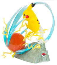 Load image into Gallery viewer, Pokemon Deluxe Pikachu Statue with light-up Electro Ball and clouds.