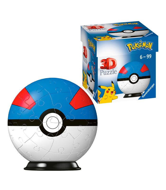 Pokemon Great Ball 54 Piece 3D Puzzle with packaging box.