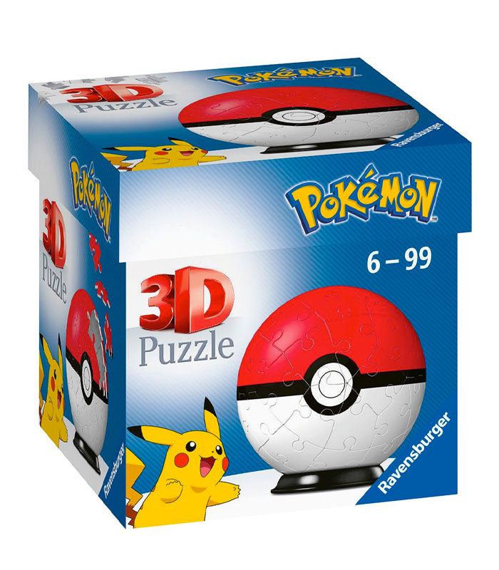 Pokemon Poke Ball 54 Piece 3D Puzzle in box with Pikachu.