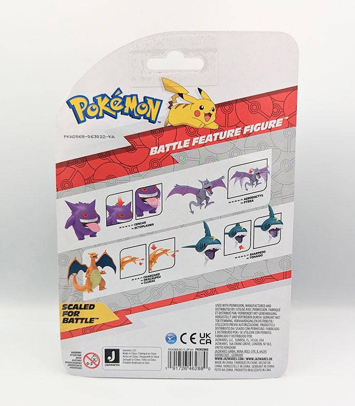 Pokemon Battle Figure packaging featuring Sharpedo and other figures.