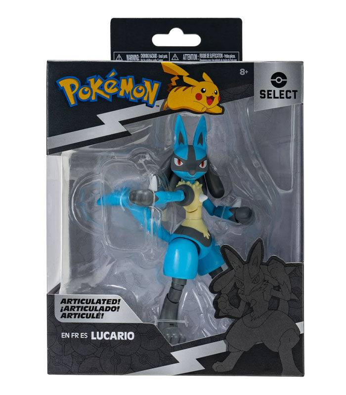 Pokemon Select Articulated Figure - Lucario in packaging, 6-inch detailed and poseable.
