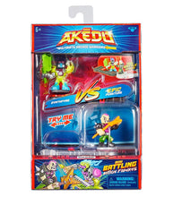 Load image into Gallery viewer, Akedo Ultimate Arcade Warriors Versus Pack - Synthfyre VS Epic Punkture action figures in packaging.
