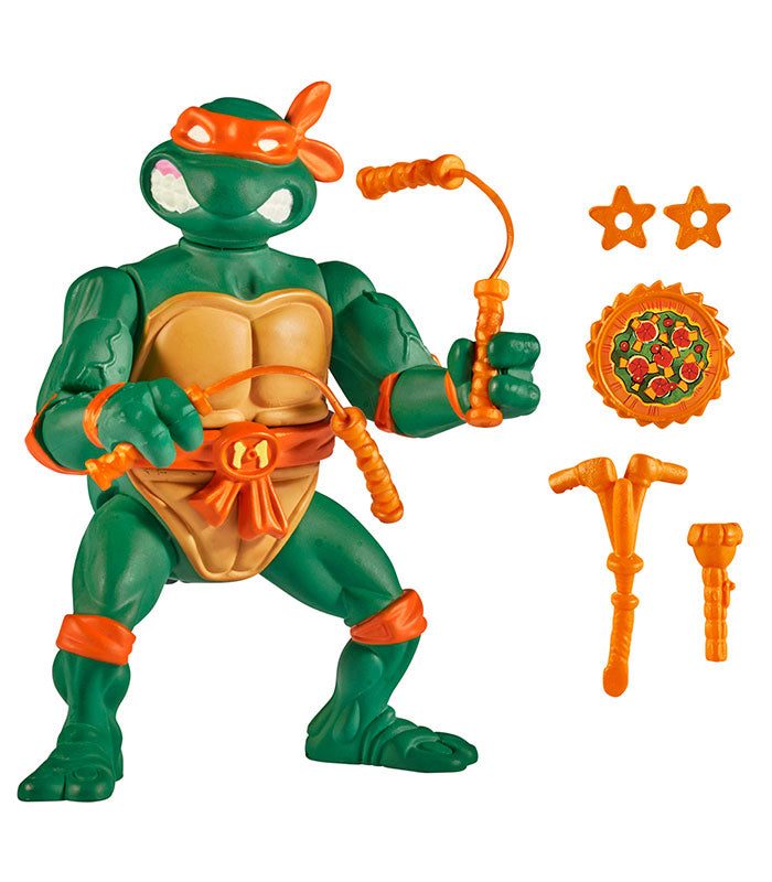 Teenage Mutant Ninja Turtles Classic Michelangelo action figure with weapons and accessories.