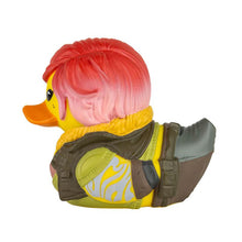 Load image into Gallery viewer, TUBBZ Borderlands 3 Lilith Collectible Duck in iconic outfit with red hair and tattoos.