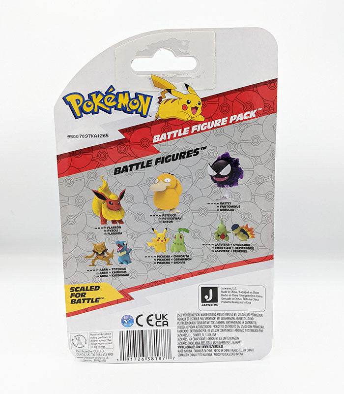 Pokemon Battle Figure Pack featuring Psyduck and other figures, scaled for battle play.