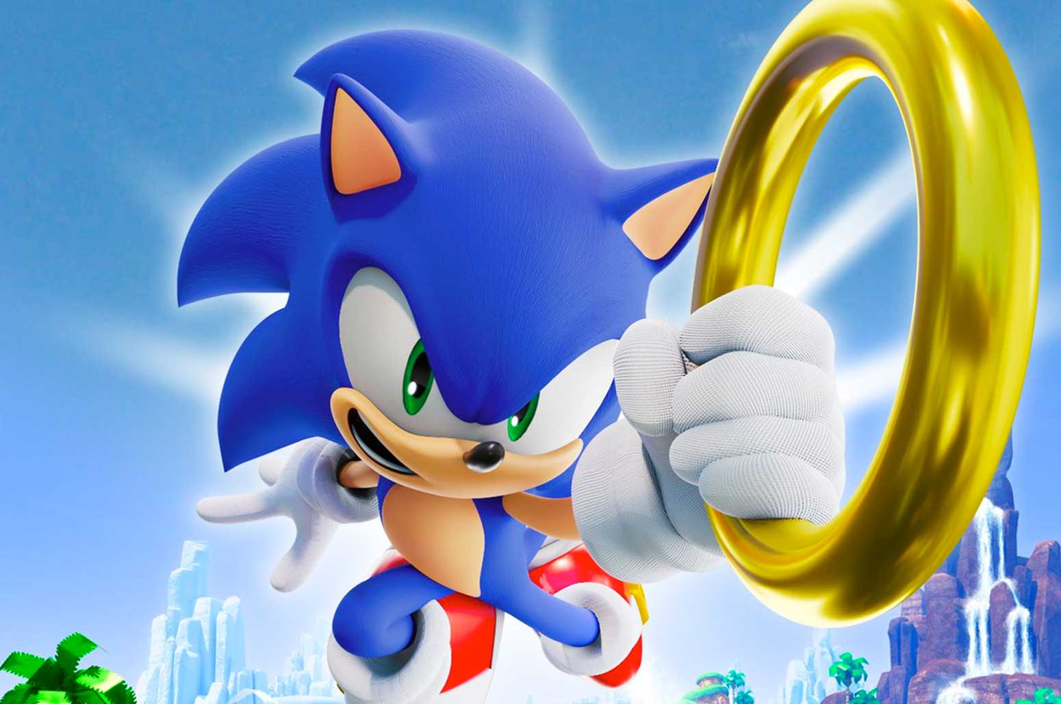 Sonic the hedgehog grabbing a ring