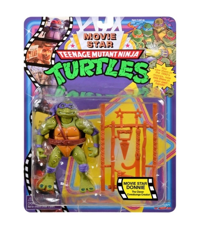 Teenage Mutant Ninja Turtles Classic Donatello Movie Star Action Figure in packaging with accessories.