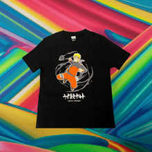 Load image into Gallery viewer, Naruto Shippuden Swirl T-Shirt XLarge featuring Naruto Uzumaki in action with dynamic swirl background.

