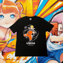 Load image into Gallery viewer, Naruto Shippuden Swirl T-Shirt XLarge featuring Naruto Uzumaki in action on a dynamic swirl background.
