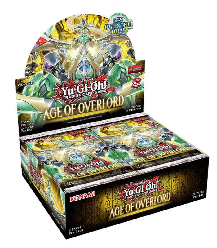 Yu-Gi-Oh! Age Of Overlord Booster Box with cards for thrilling duels and legendary monsters.