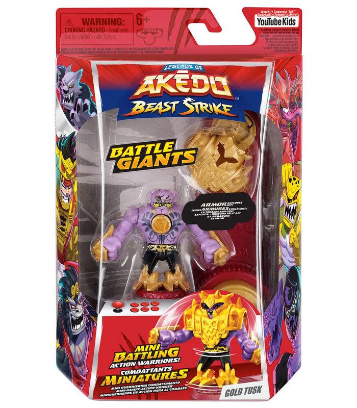 Akedo Beast Strike Battle Giants - Gold Tusk action figure packaging.