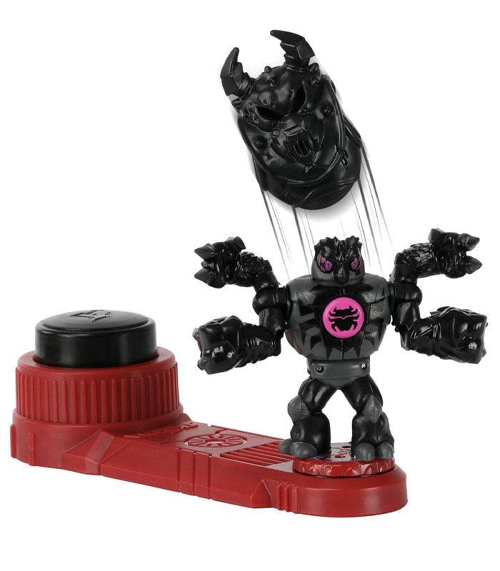 Akedo Beast Strike Battle Giants - Shadow Roach toy with Double Strike Armor on a red base.