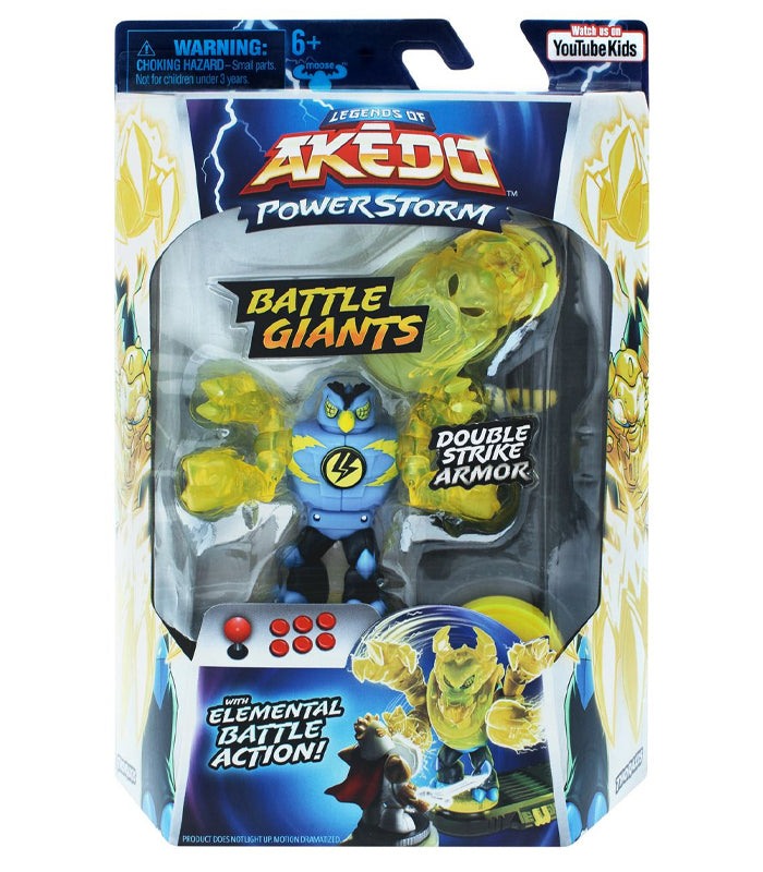 Akedo Power Storm Battle Giants Thoraxis action figure in packaging with elemental battle action features.
