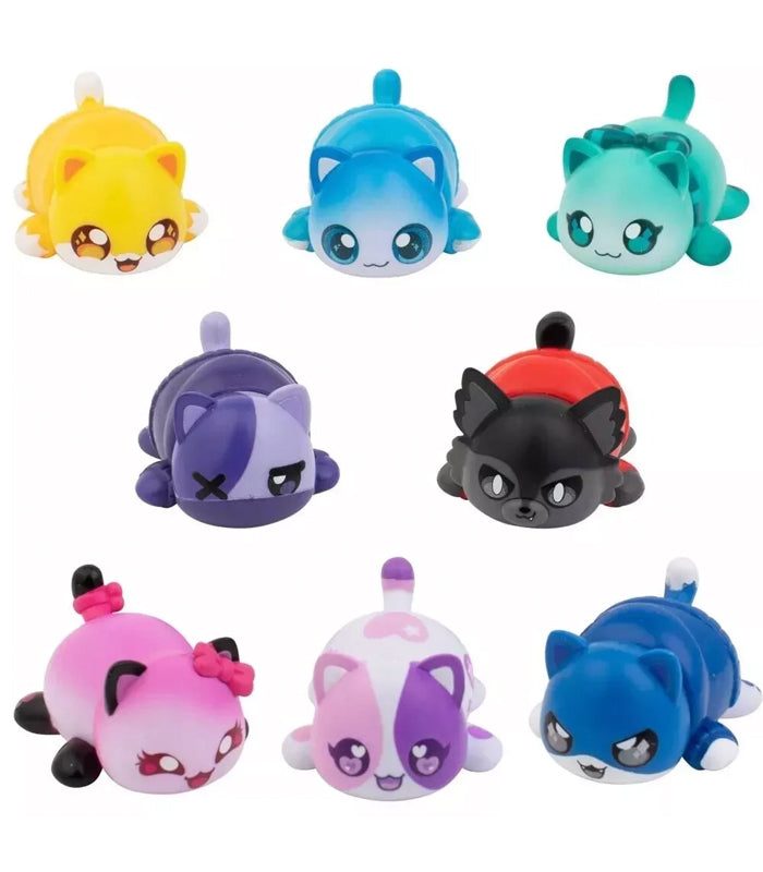 Aphmau Mystery MeeMeows Surprise Figure Litter 5 collection with colorful cat figures.