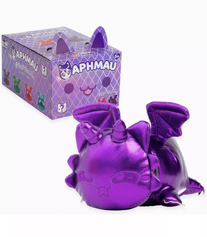 Aphmau Gemstone Dragons 6 inch plush toy in purple dragon cat design with packaging box