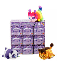 Load image into Gallery viewer, Aphmau MeeMeows Mystery 6 inch Plush Safari toys with colorful designs in front of display boxes.
