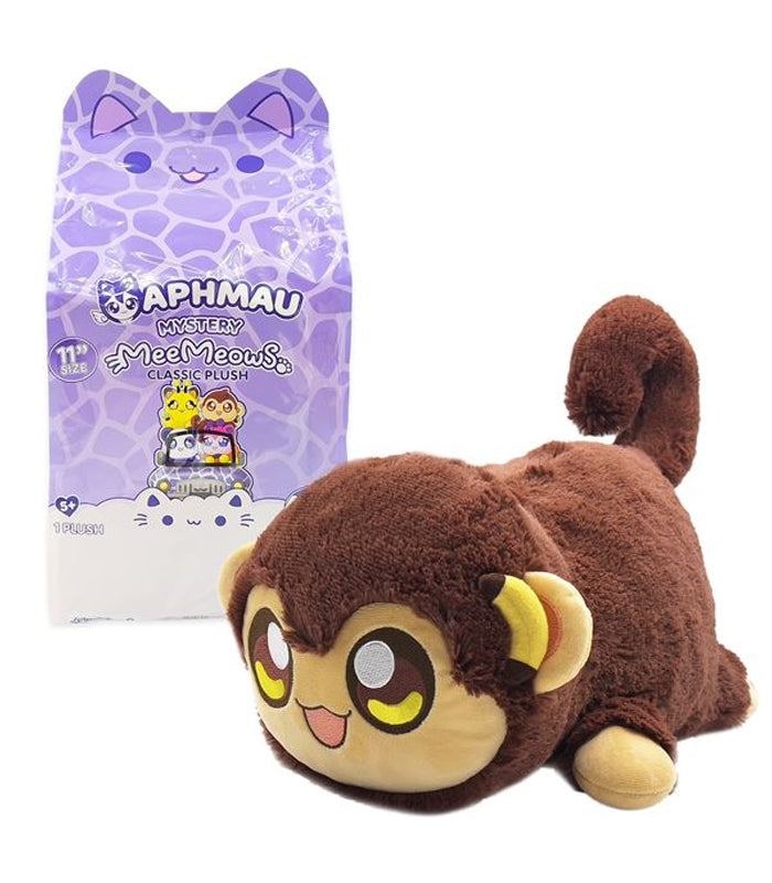 Aphmau MeeMeows Mystery 11 Inch Safari Plush toy featuring monkey design and packaging.