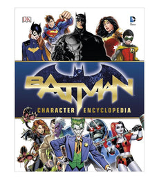 Batman Character Encyclopedia cover featuring various Gotham characters, showcasing allies and villains in dynamic illustrations.