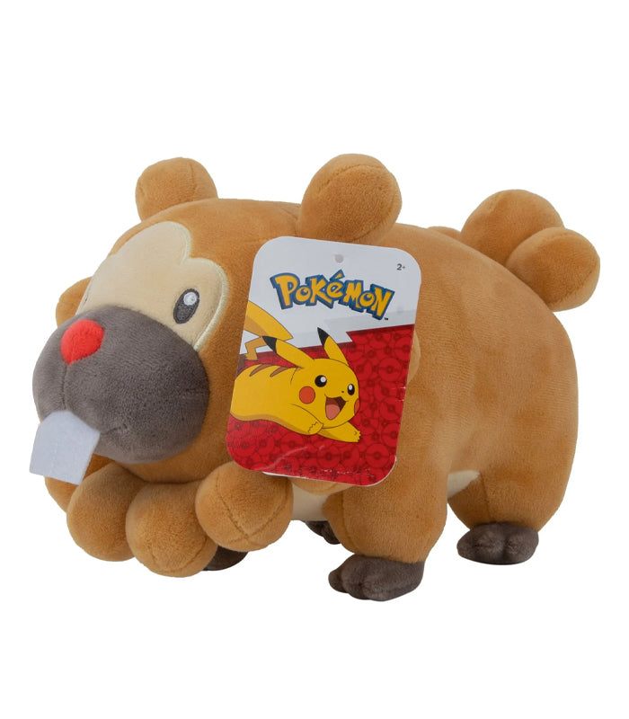 Bidoof 8" Plush Pokemon toy with signature beaver-like design and smiling face.