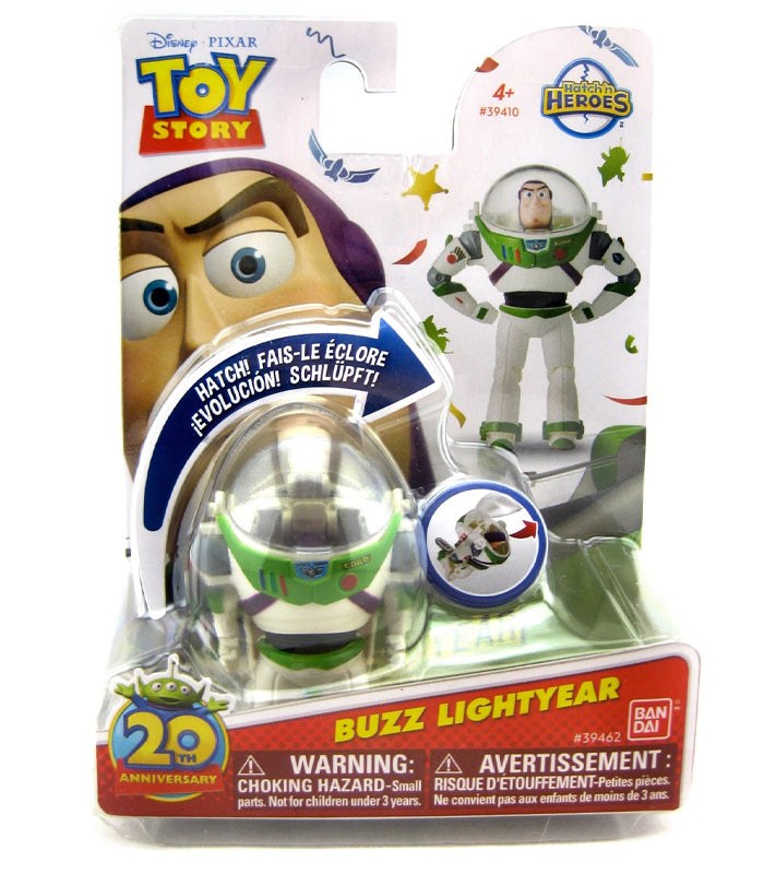 Hatch n Heroes Toy Story Buzz Lightyear transforming figure in packaging, showcasing egg-to-ranger transformation.