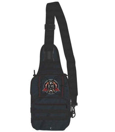 Infinite Warfare Military Sling Crossbody Backpack with logo, navy design.