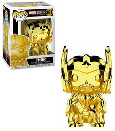 Marvel Studios 10 years Anniversary Thor (Gold Chrome) POP! Vinyl Figure in window box packaging.