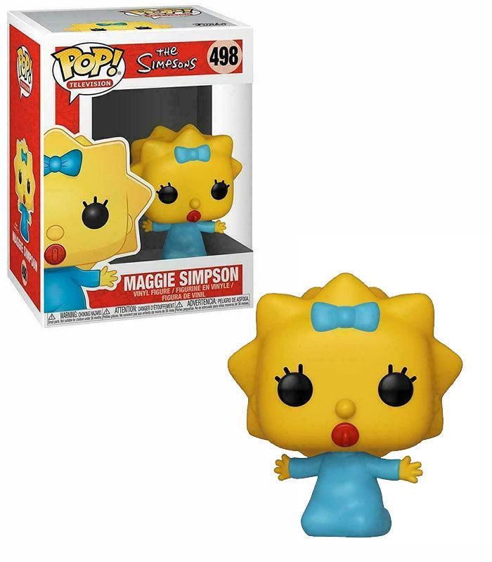 Maggie Simpson POP! Vinyl Figure in blue dress with pacifier in display box.
