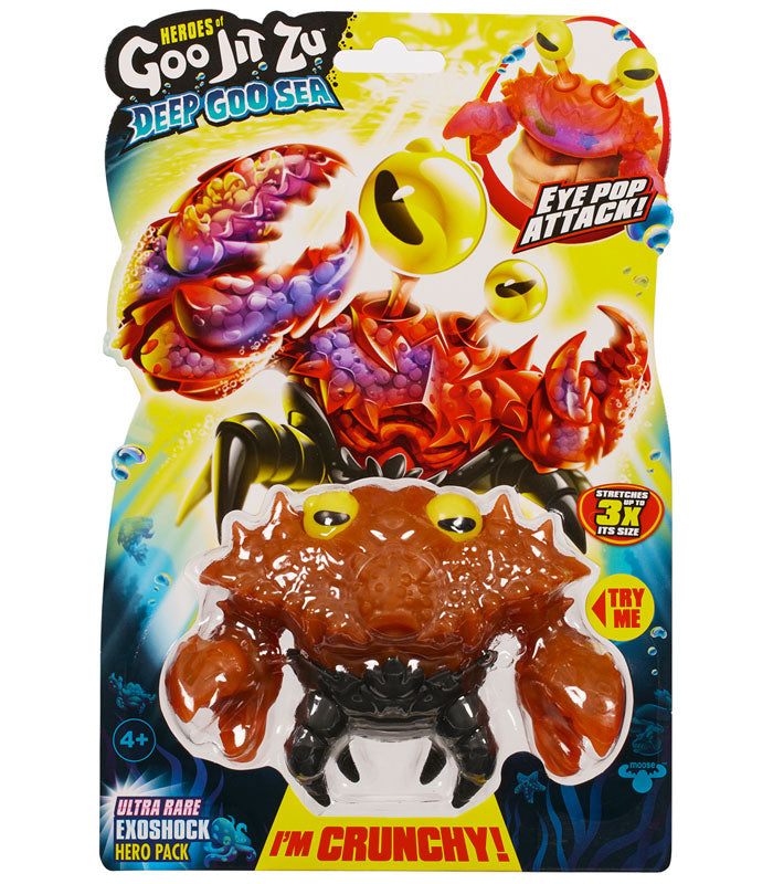 Goo Jit Zu Deep Goo Sea Ultra Rare Exoshock toy with eye pop attack feature in packaging.