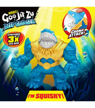 Load image into Gallery viewer, Heroes of Goo Jit Zu Deep Goo Sea - Thrash toy with &quot;Chomp Attack&quot; feature, ultra-squishy shark figure, stretches 3x its size.
