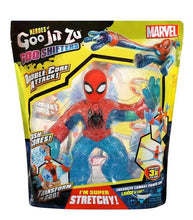 Load image into Gallery viewer, Heroes of Goo Jit Zu Supagoo Spider-Man figure with enhanced combat power, features super stretchy material and double core attack.
