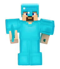 Load image into Gallery viewer, Goo Jit Zu Minecraft Steve with Diamond Armour and Sword toy, stretchy and gooey.
