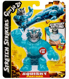 Heroes of Goo Jit Zu Stretch Strikers Pantaro toy in packaging with stretchy and squishy features highlighted.