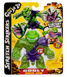 Heroes of Goo Jit Zu Stretch Strikers Rock Jaw figure in retail packaging with vibrant design.