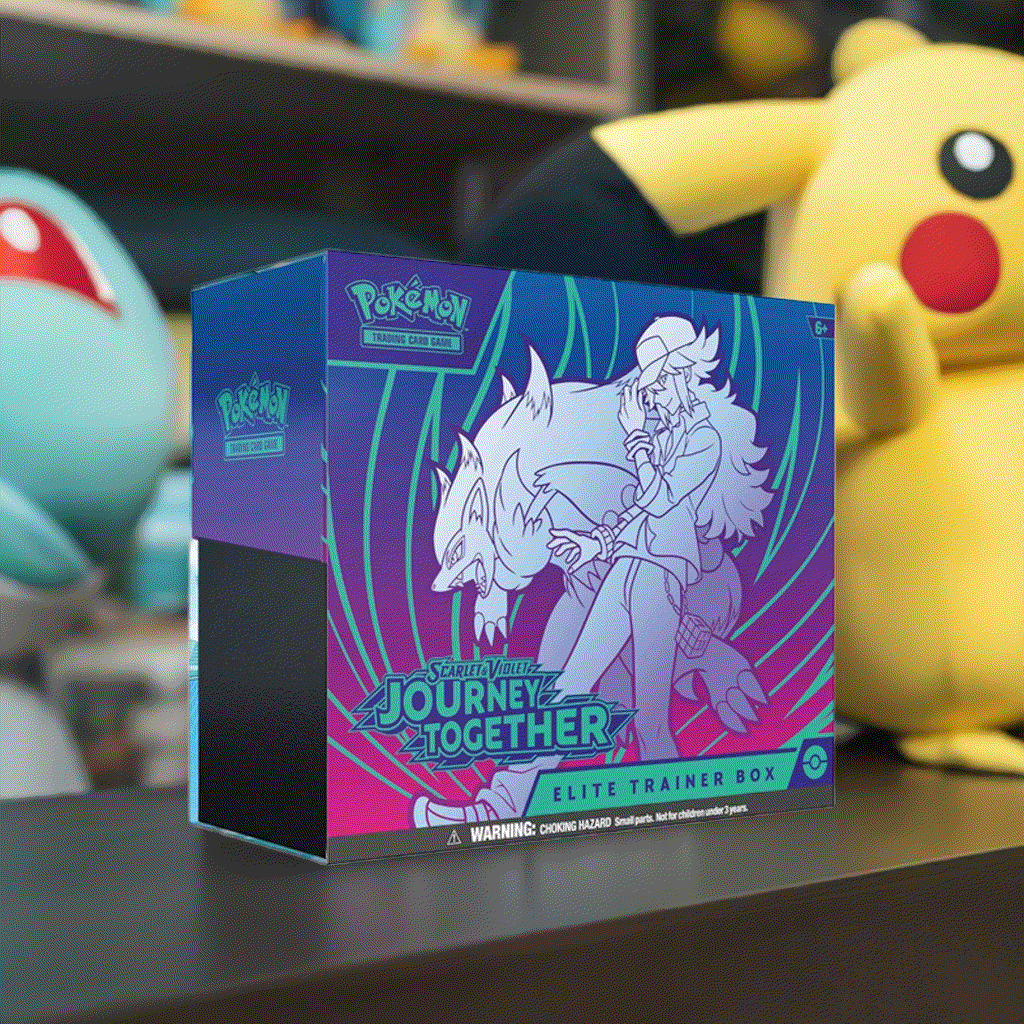 Pokemon TCG Journey Together Elite Trainer Box with vibrant design.