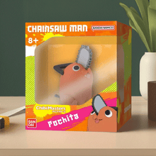 Load image into Gallery viewer, Chibi Masters Chainsaw Man Pochita figure in colorful packaging on display.
