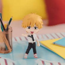 Load image into Gallery viewer, Chibi Masters Chainsaw Man - Denji chibi figure on desk display.
