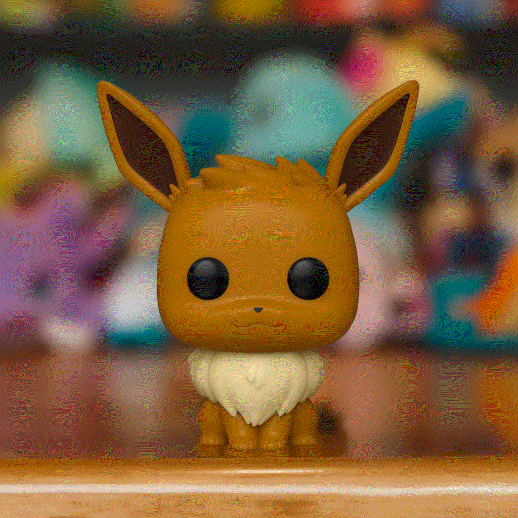 Eevee Pokemon POP! Vinyl Figure on display, showcasing cute details and playful pose.